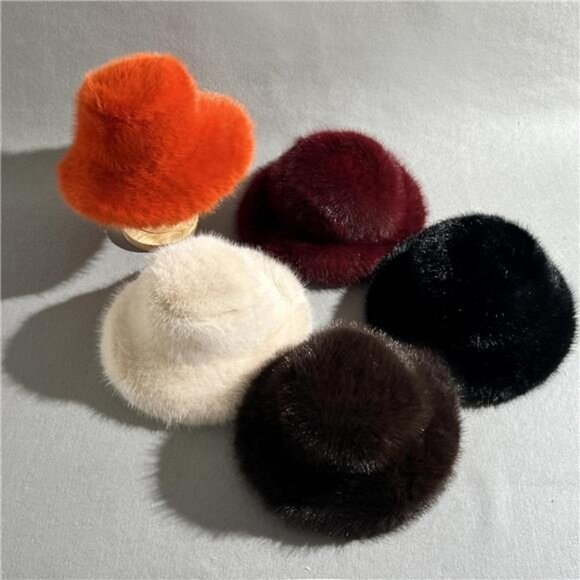 Luxury Faux Fur Bucket Hat for Women Yellow - Picture 4 of 7